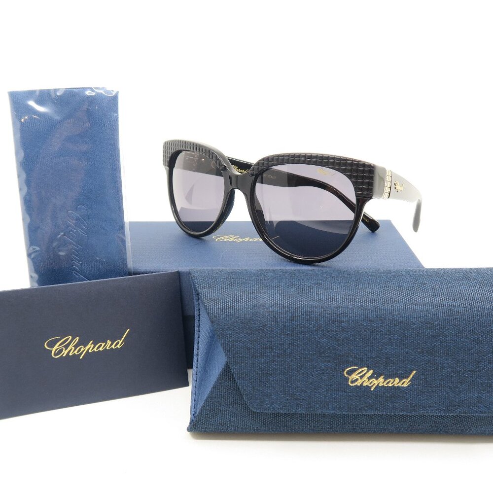 Chopard SCH234S 0700 56mm Black Gray Lenses w Crystals, New Women's Sunglasses.